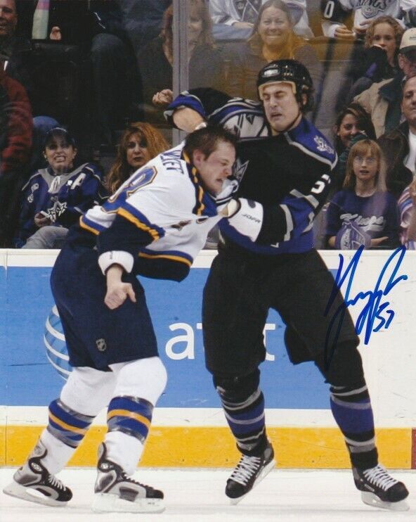 GEORGE PARROS SIGNED LOS ANGELES LA KINGS FIGHT 8x10 Photo Poster painting #2 Autograph