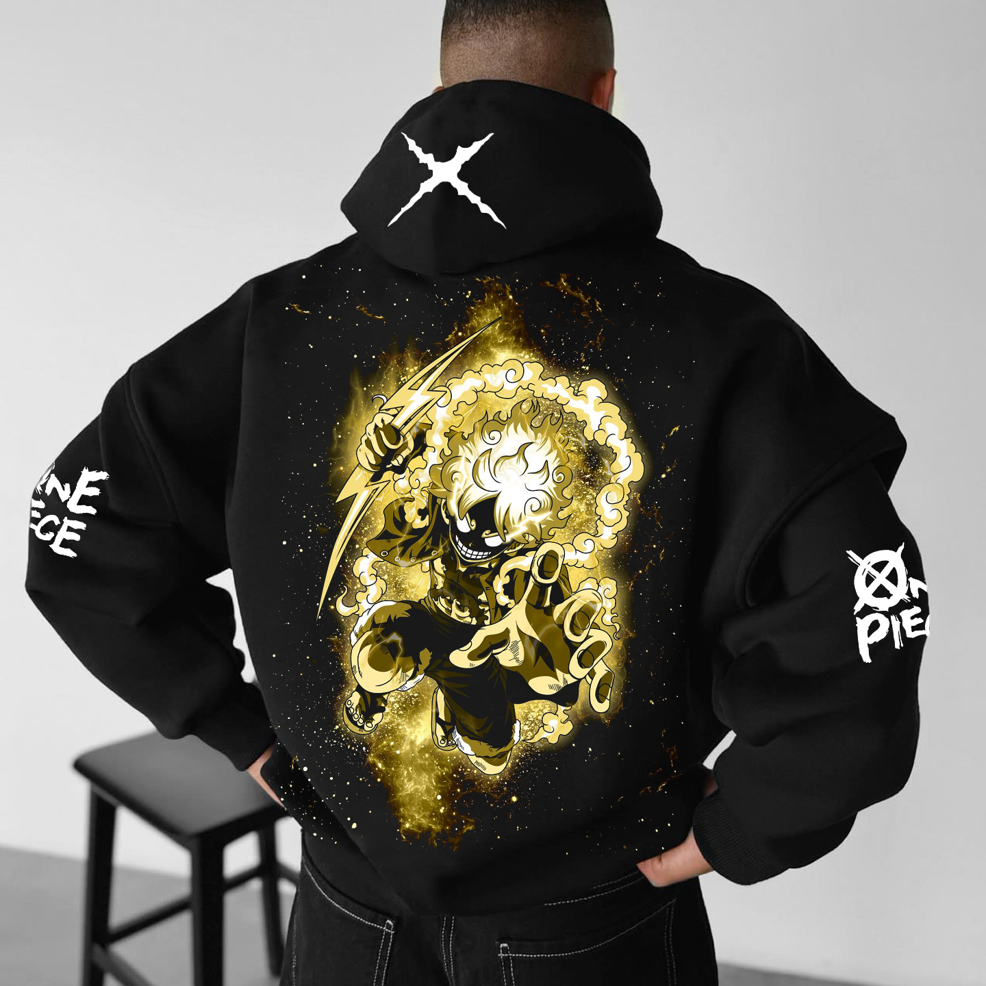 Unisex Anime Logo Pirate Straw Hat Print Casual Oversized Hoodie / TECHWEAR CLUB / Techwear