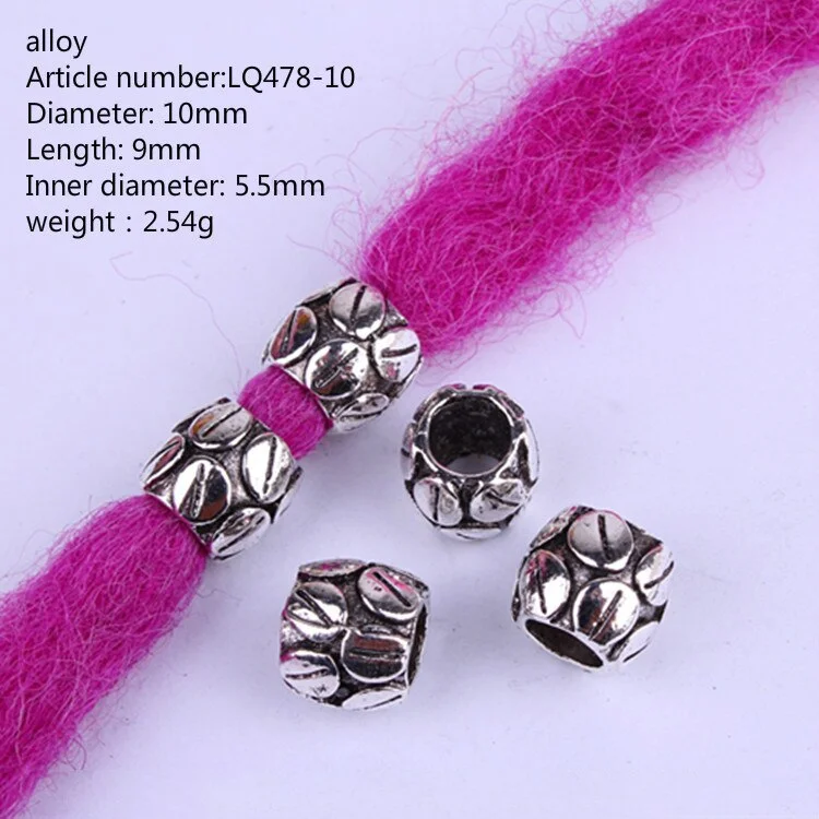 5 Pcs/set Viking Beads 14 Kind Silver Beads for Braiding Dreadlock Hair Decor Cuff Clip Beaded Hair Scrunchies Tibet Bead Tube