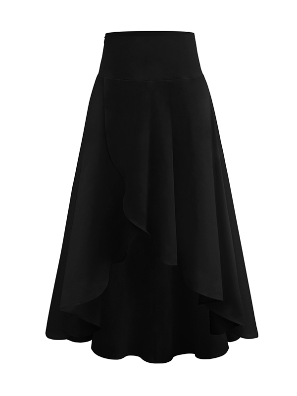 Casual Irregularity Solid Color Skirts Bottoms BLACK-M