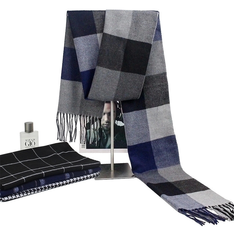New Autumn And Winter Imitation Cashmere Student Men’s Business Casual Brushed Thick British Plaid Scarf Long Men’s Scarf