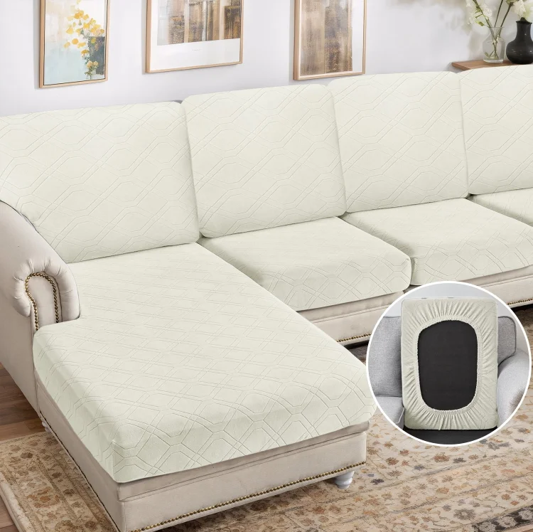 Sanmadrola Couch Covers Sofa Cushion Cover Slipcovers Wear-Resistant Universal Stretch Anti-Slip Sectional L Shape Sofa Covers, Chaise Lounge Sofa Slipcover