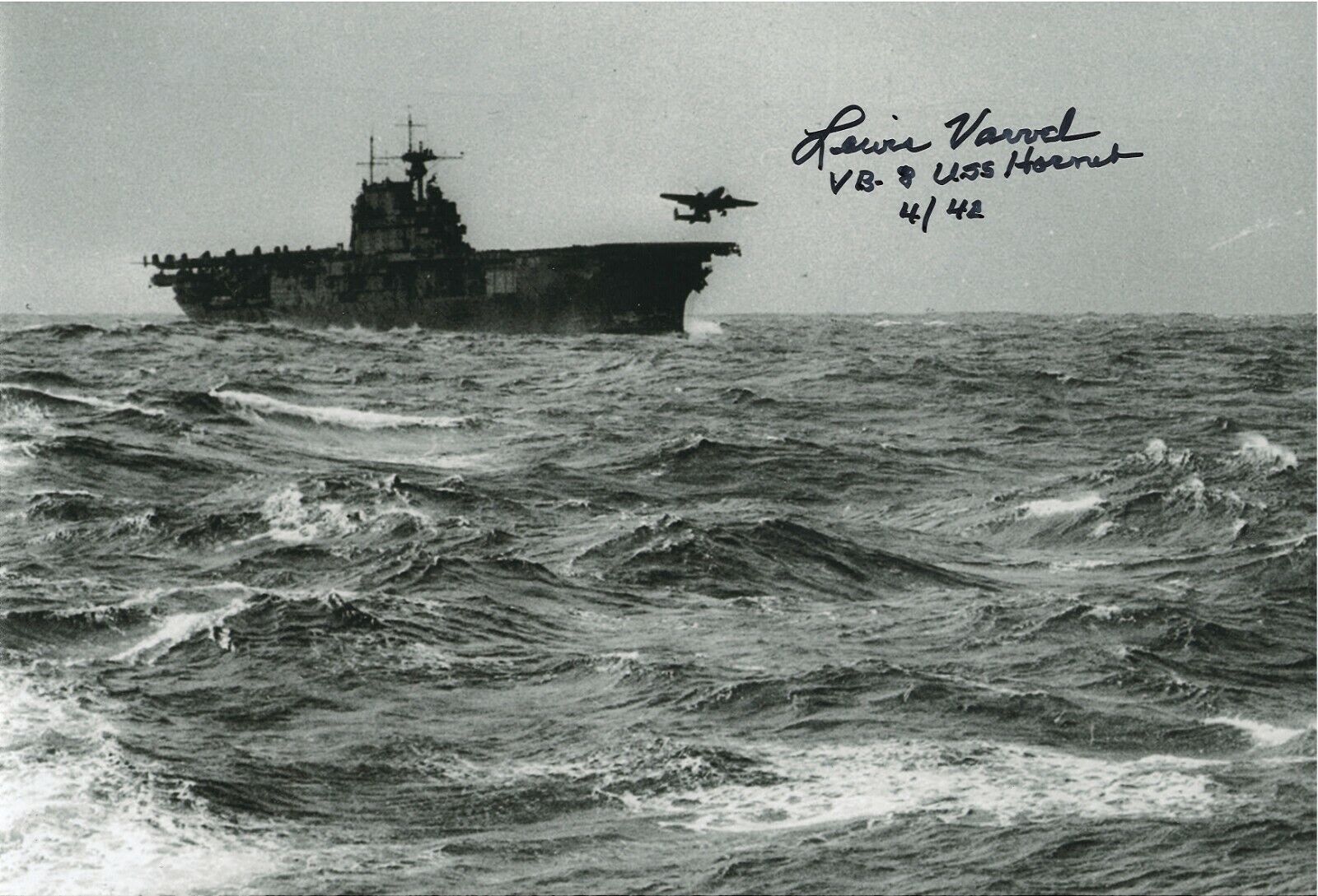 LEWIS VARVEL USS HORNET CREWMAN DOOLITTLE RAID RARE SIGNED Photo Poster painting