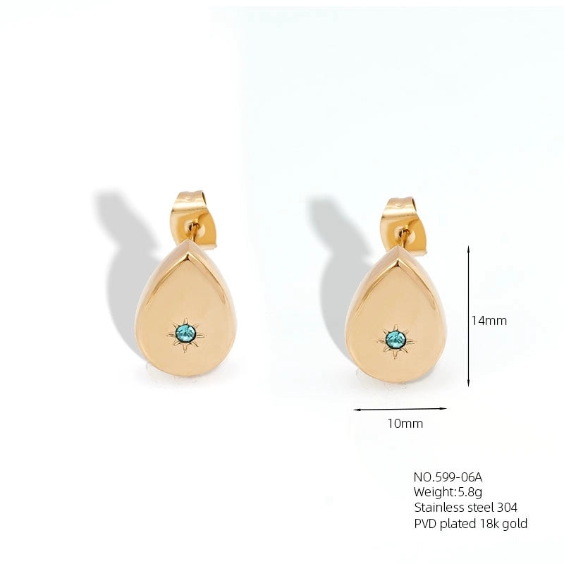 Casual Elegant Vacation Square Water Droplets 304 Stainless Steel Rhinestones 18K Gold Plated Inlay Earrings Necklace