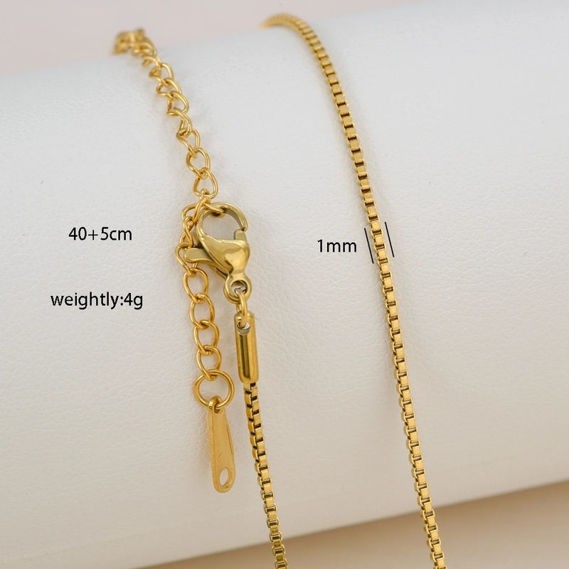 Basic Minimalist Solid Color 304 Stainless Steel 18K Gold Plated Necklace