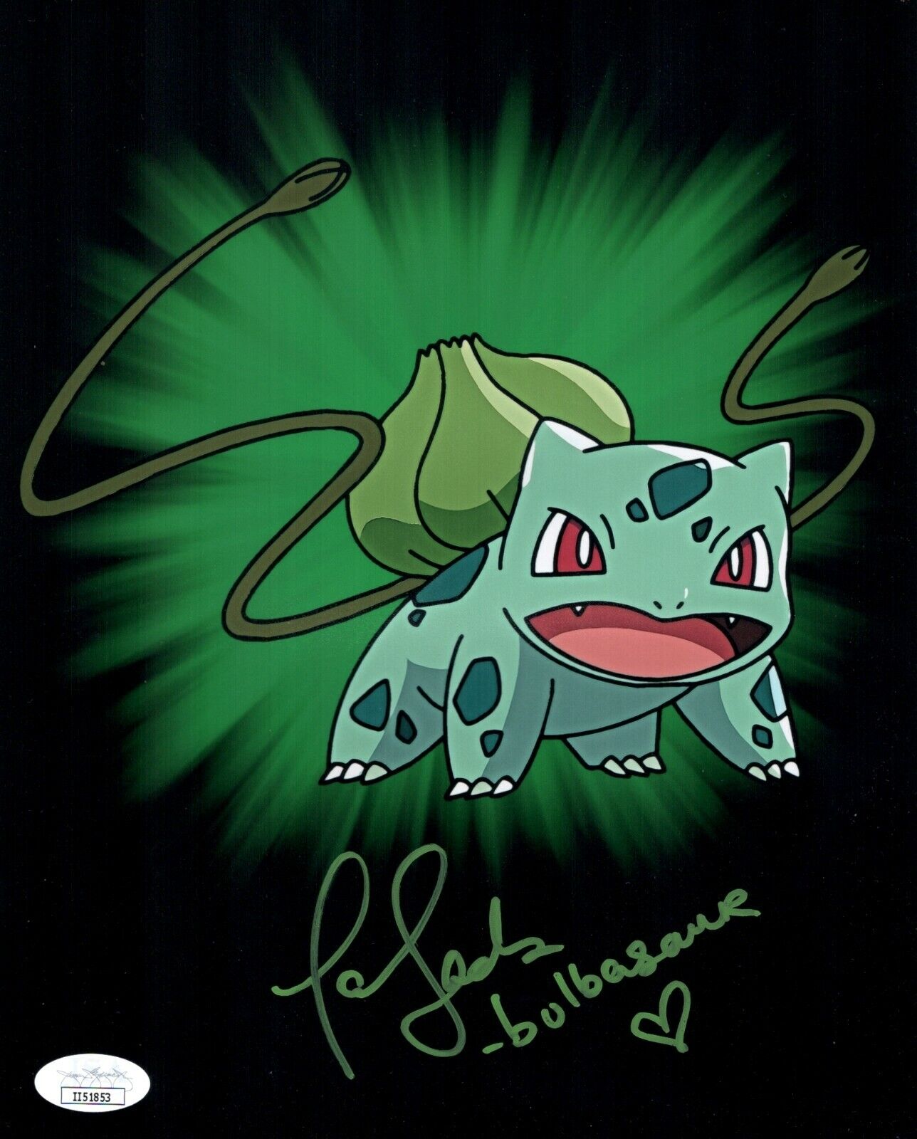 TARA SANDS Signed POKEMON Bulbasaur 8x10 Photo Poster painting In Person Autograph JSA COA Cert