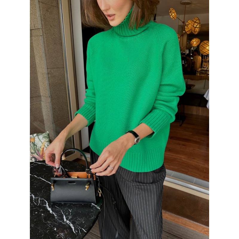Ootddress Solid Loose Long Sleeve Turtleneck For Women Pullover High Street Slim Elegant Patchwork Sweater Top Oversized Sweater New
