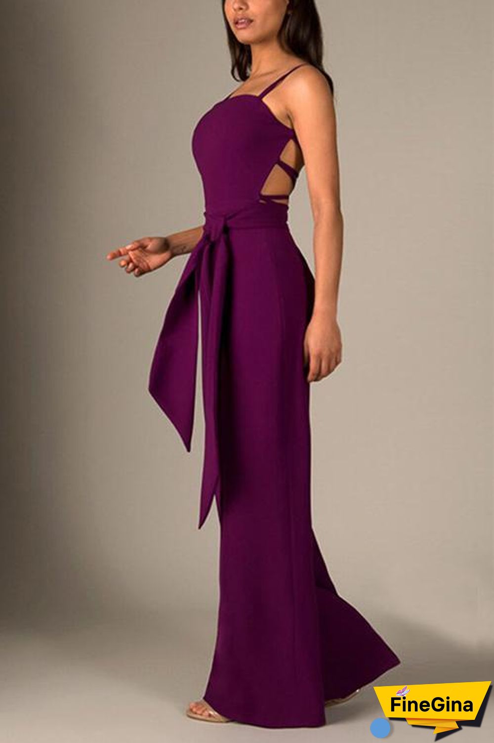 Knot Backless Slip Jumpsuits