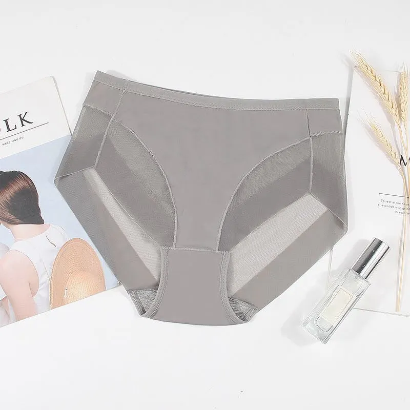 Sexy Mesh Breathable Women Panties High Elastic Control Briefs Seamfree High Quality Underwear Seamless Solid Mid-Rise Lingerie