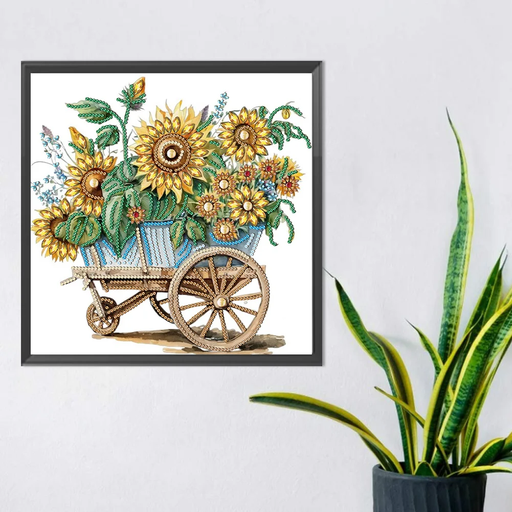 Diamond Painting - Partial Special Shaped Drill - Flower Car(Canvas|30*30cm)