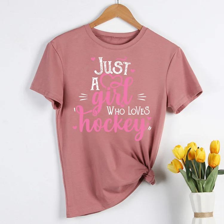 Just A Girl, Hockey Mom  T-shirt Tee -08501-Annaletters