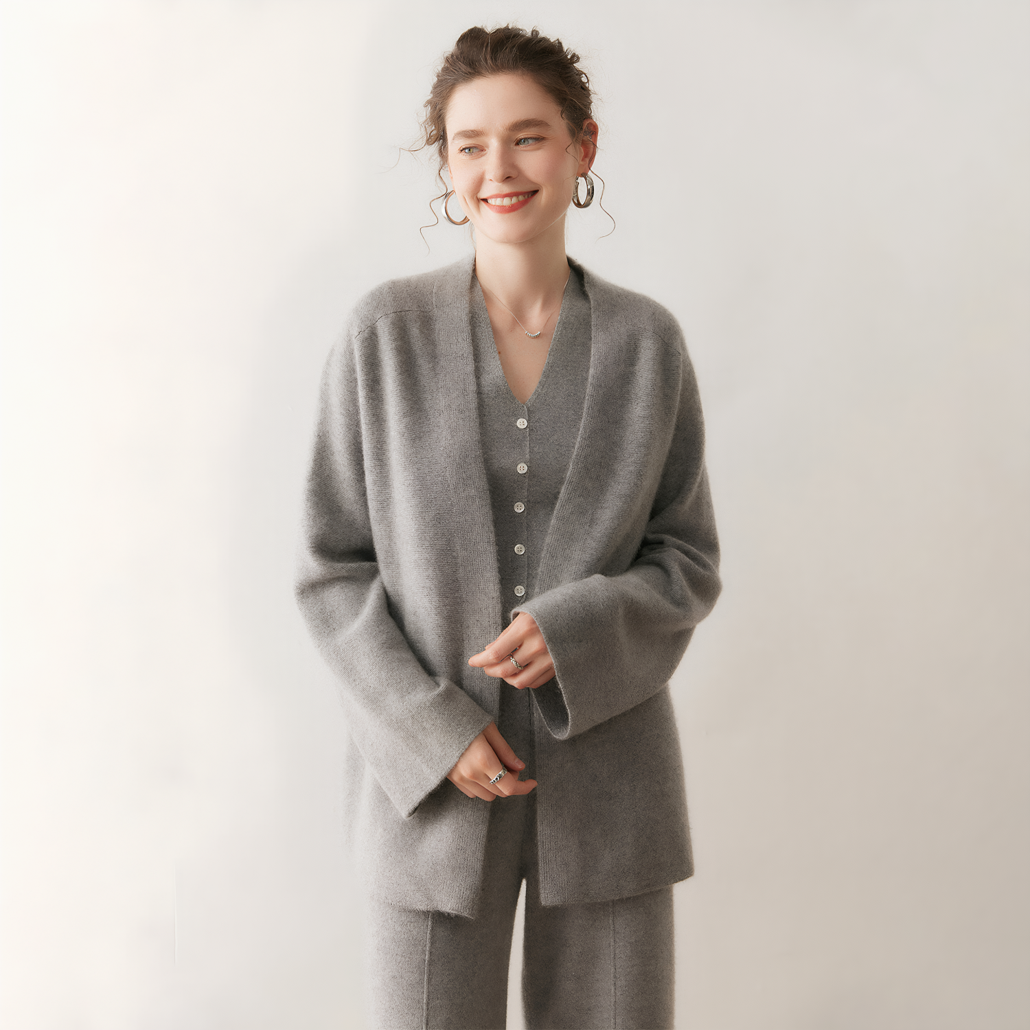 Women's Slouchy Cashmere Cardigan | Heavyweight Minimalist Coat REAL SILK LIFE