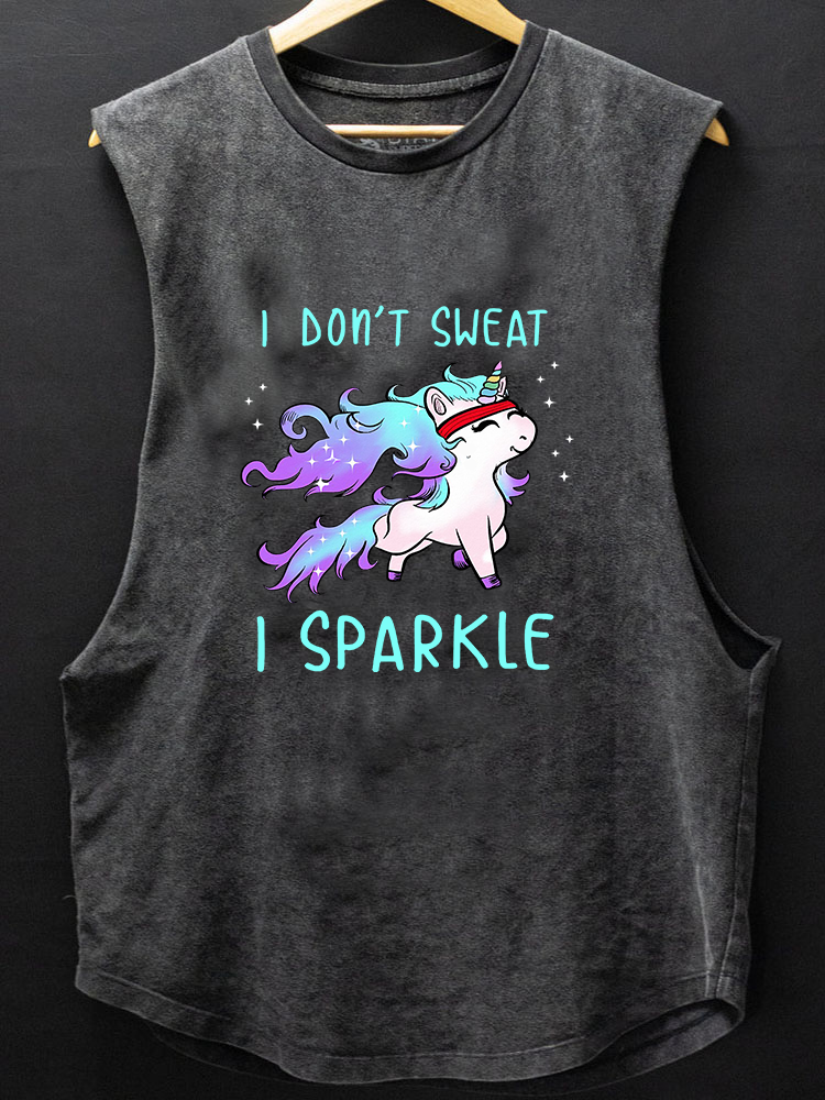 I Don't Sweat I Sparkle Scoop Bottom Cotton Tank