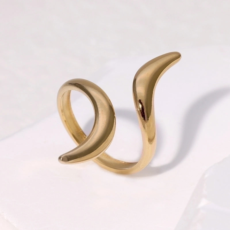 304 Stainless Steel 18K Gold Plated Minimalist Plating Geometric Open Rings