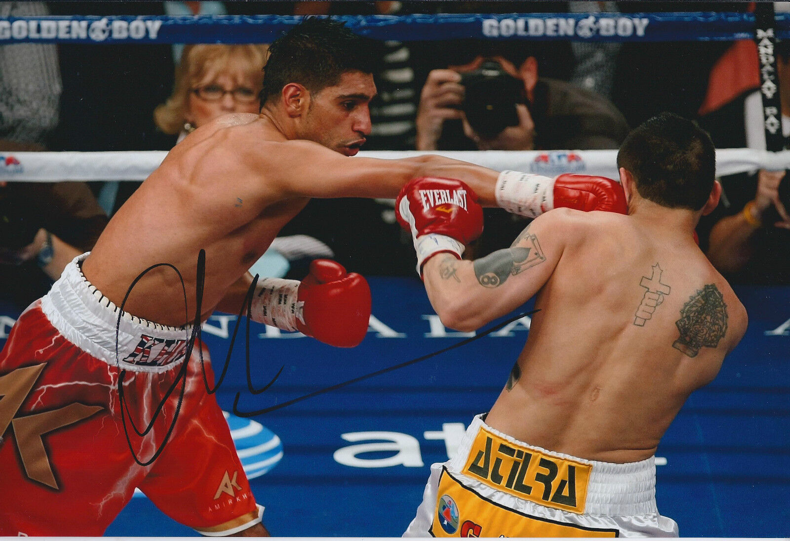 Amir KHAN Signed 12x8 Autograph Photo Poster painting AFTAL COA World Champion Boxing WBA IBF