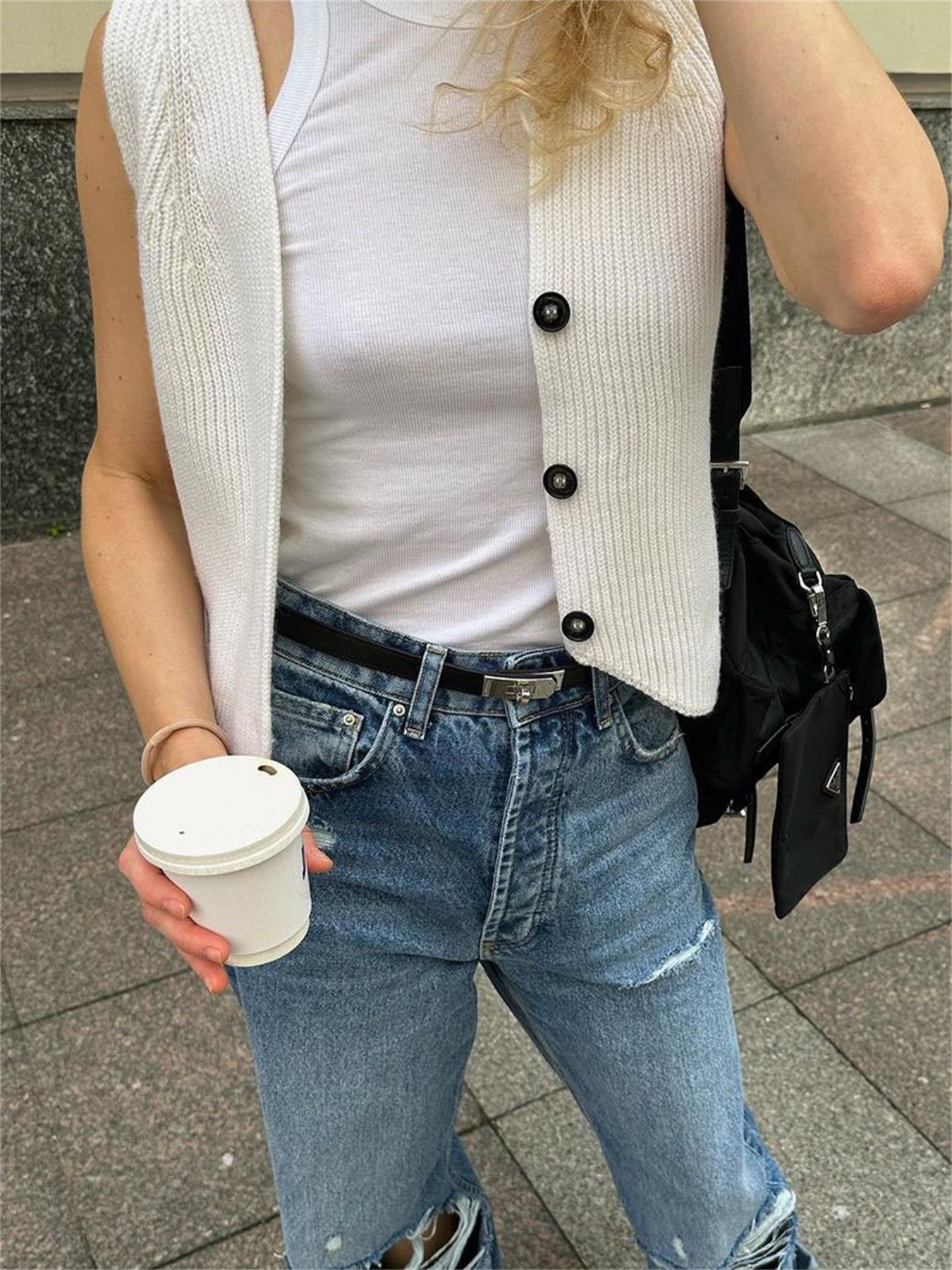 Ootddress Knit Casual Ribbed Vest Cardigan For Women Solid Slim V-Neck Sleeveless High Waist Outwear Female Loose Knit Vest Sweater