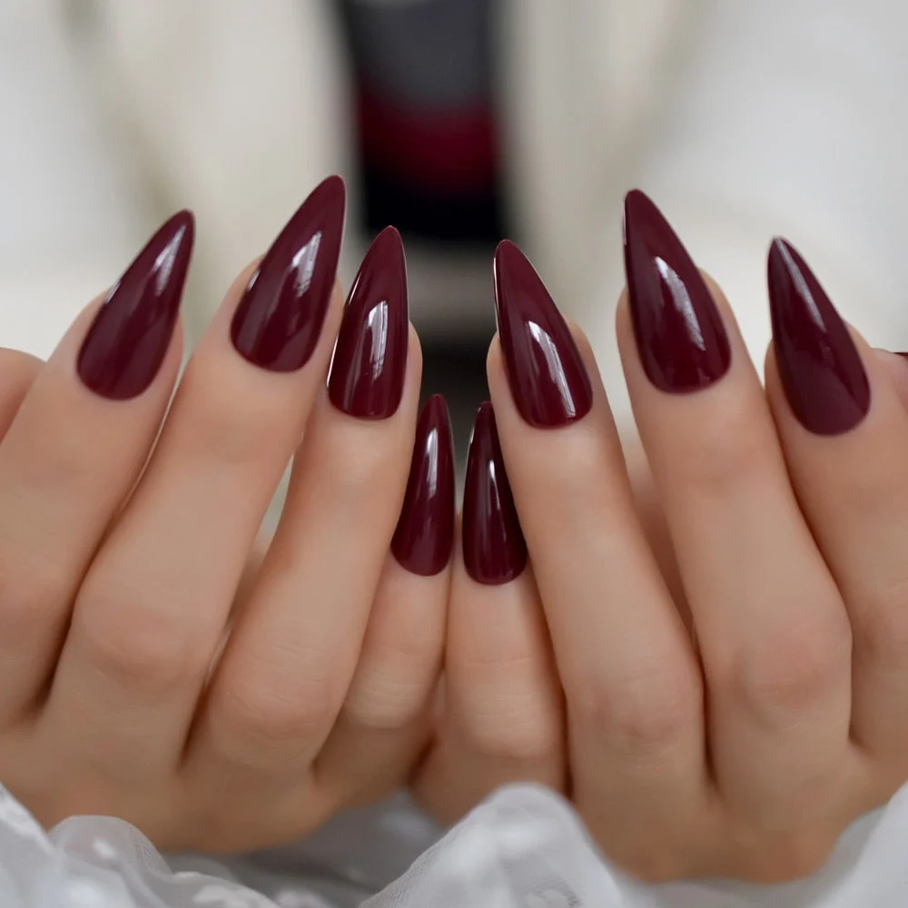 Trapezoid French Nail Nude Pink Color False Nails Black Top Long Tapered Coffin Nail Art Tips Thick Reusable with Adhesive Tabs-Nail Inspo