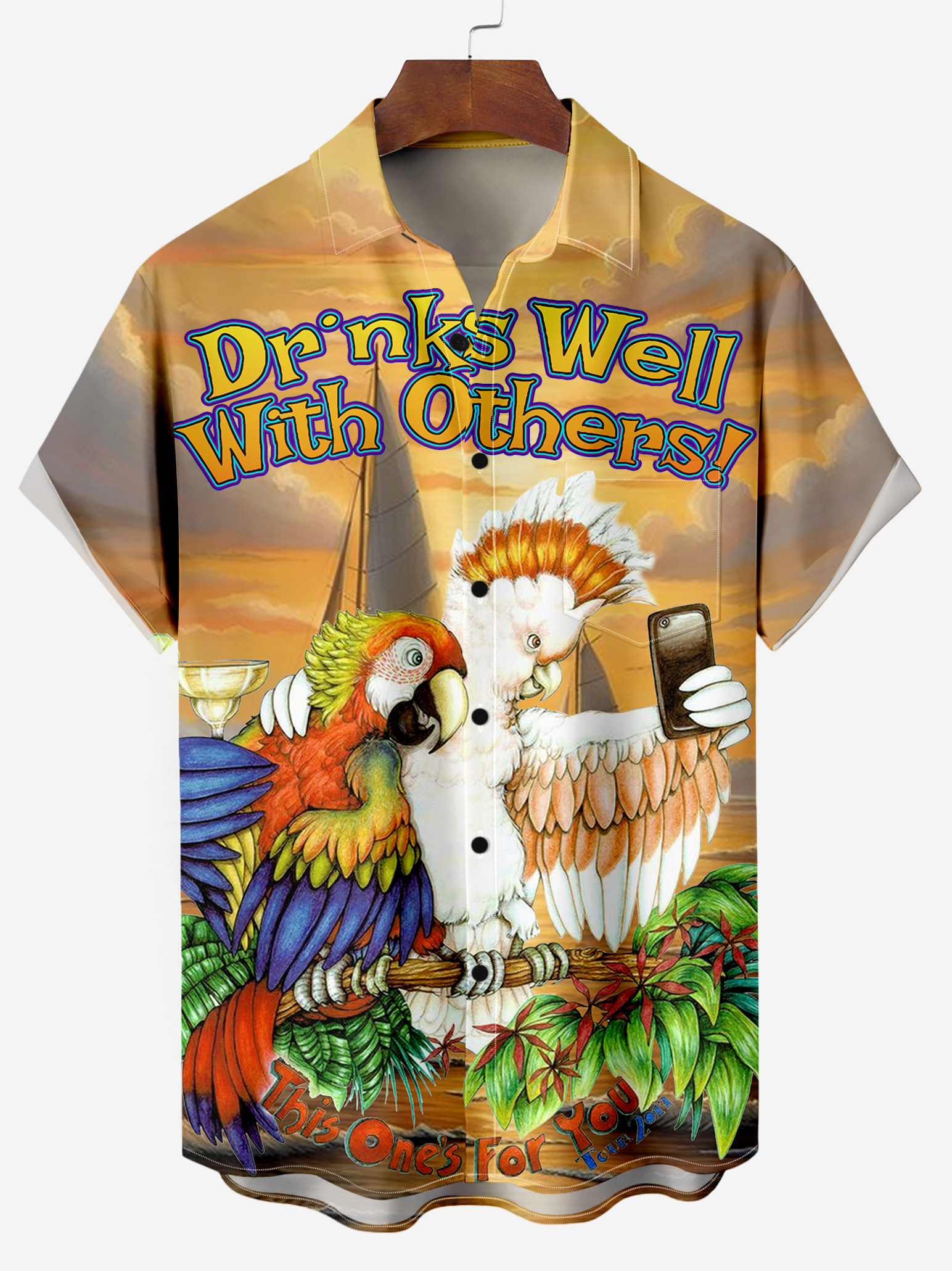 Men's Comfort Parrot Hawaii Vacation Travel Print Shirt PLUSCLOTHESMAN