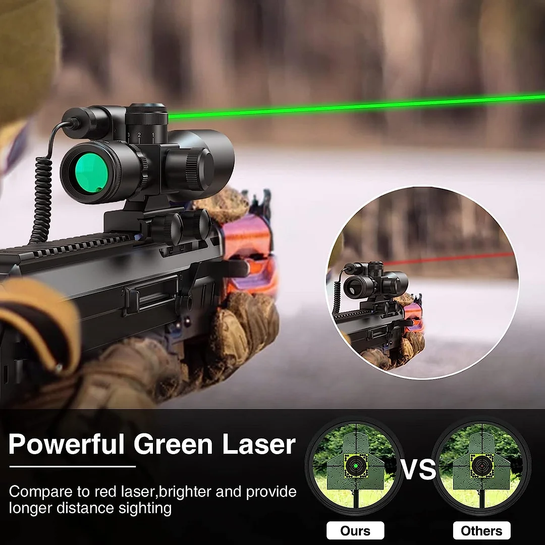 ohhunt® 2.5-10x40e Red & Green Illuminated Rifle Scope Mil-dot Gun Scope Green Laser Combo with Pressure Switch