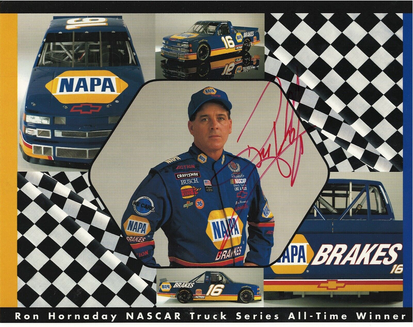 RON HORNADAY NASCAR TRUCK SERIES DRIVER ALL TIME WINNER RARE SIGNED Photo Poster painting