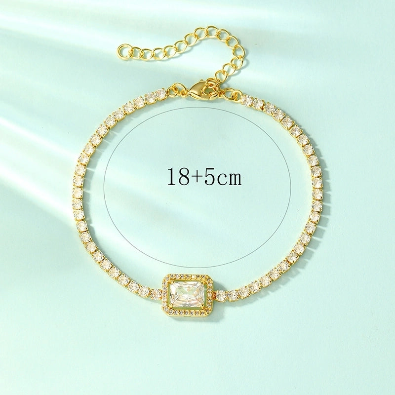 Glam Minimalist Shiny Flower Copper 18k Gold Plated Zircon Bracelets In Bulk