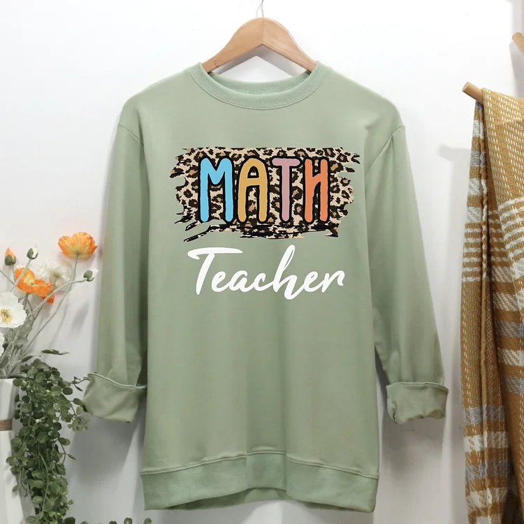 Funny Math Teacher Leopard Women Casual Sweatshirt