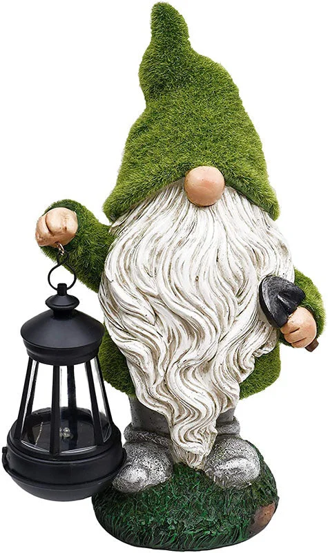 Flocked Gnomes Garden Decorations with Solar Lights
