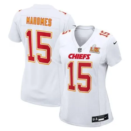 Women's Kansas City Chiefs #15 Patrick Mahomes  Tundra White Super Bowl LIX Fashion Game Jersey