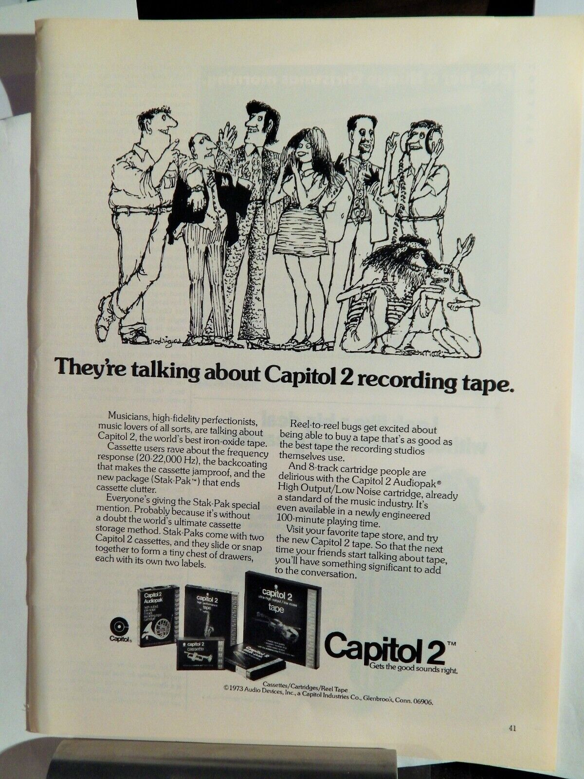 CAPITOL 2 AUDIO REEL TAPE / AMERICAN TOURISTER VTG 1973 Photo Poster painting AD,SOUGHT EPHEMERA