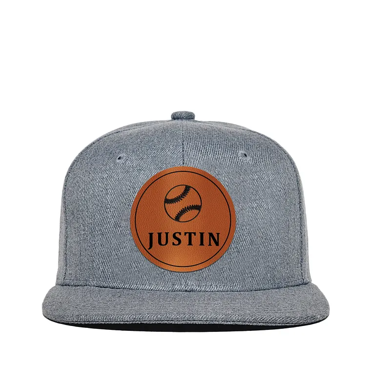 Personalized Kids Baseball Leather Patch Buckle Back Cap|C01