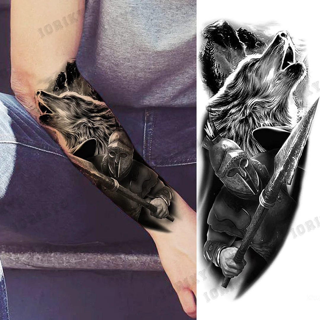 Realistic Devil Skeleton Temporary Tattoos For Men Adult Women Wolf Compass Gangster Fake Tattoo Washable Body Art Tatoo Sticker