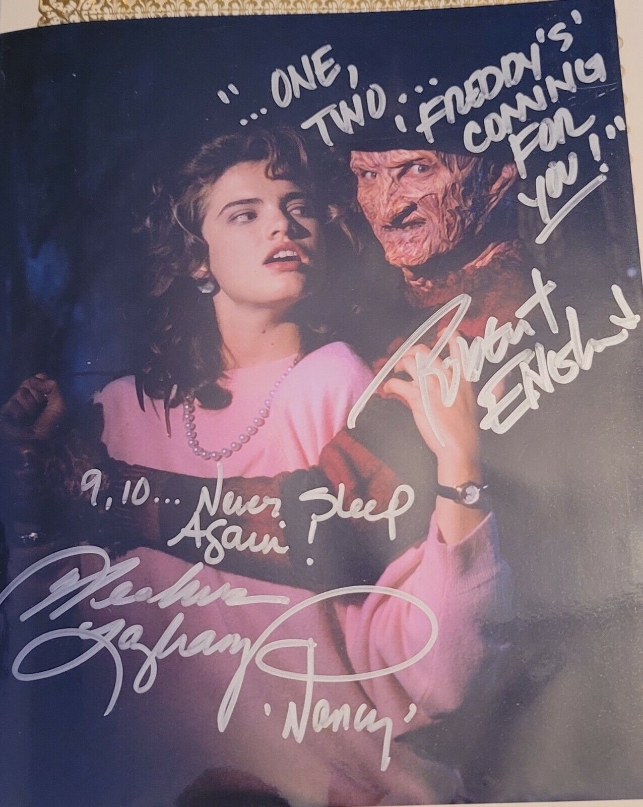 ROBERT ENGLUND and HEATHER LANGENKAMP Signed NIGHTMARE ON ELM STREET 8x10