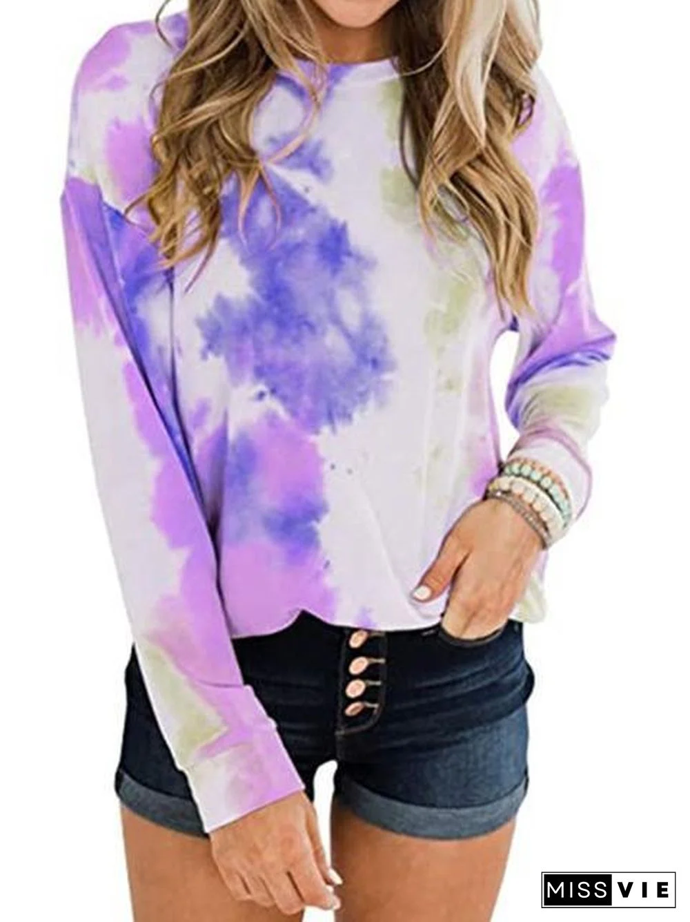 Casual Tie-dye Print Thick Sweater