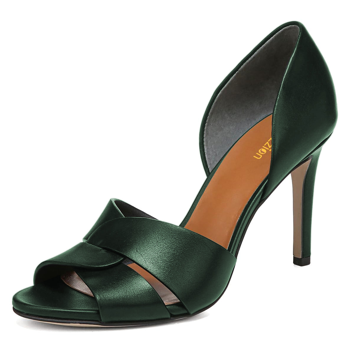 Dark Green Slip-On Open Toe Stiletto Heel Twist Strappy Pumps Shoes Nicepairs