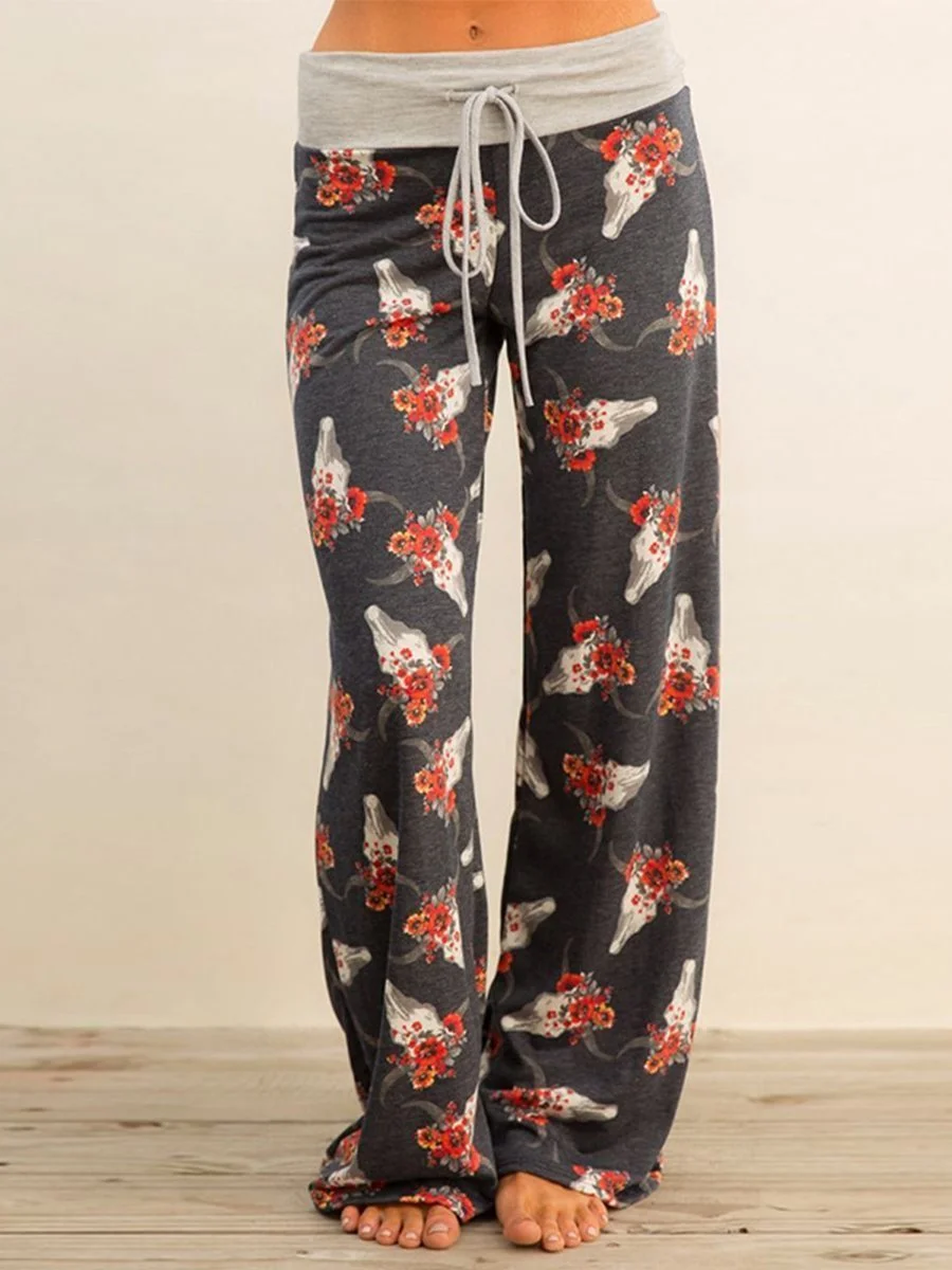 Vacation Printing Belt Casual Long Pant