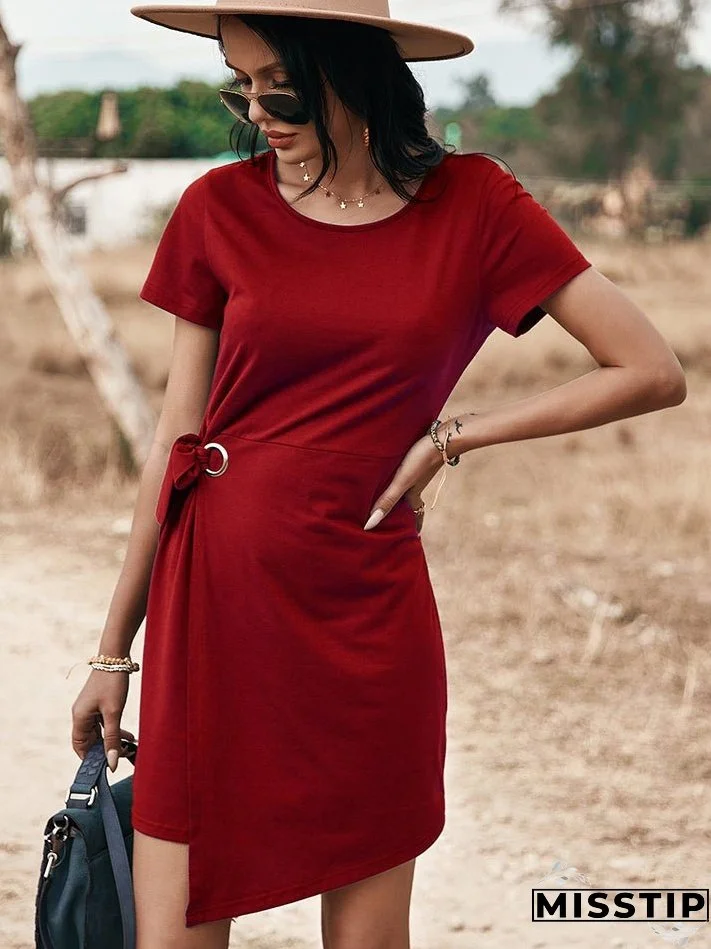 Women's solid color lantern dress