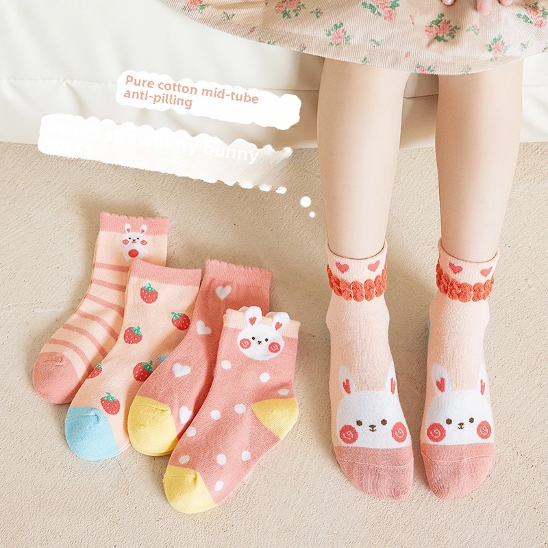 Autumn And Winter Children’s Socks Boys And Girls Mid-calf Socks Cartoon Cute Bunny Cotton Socks Baby Socks