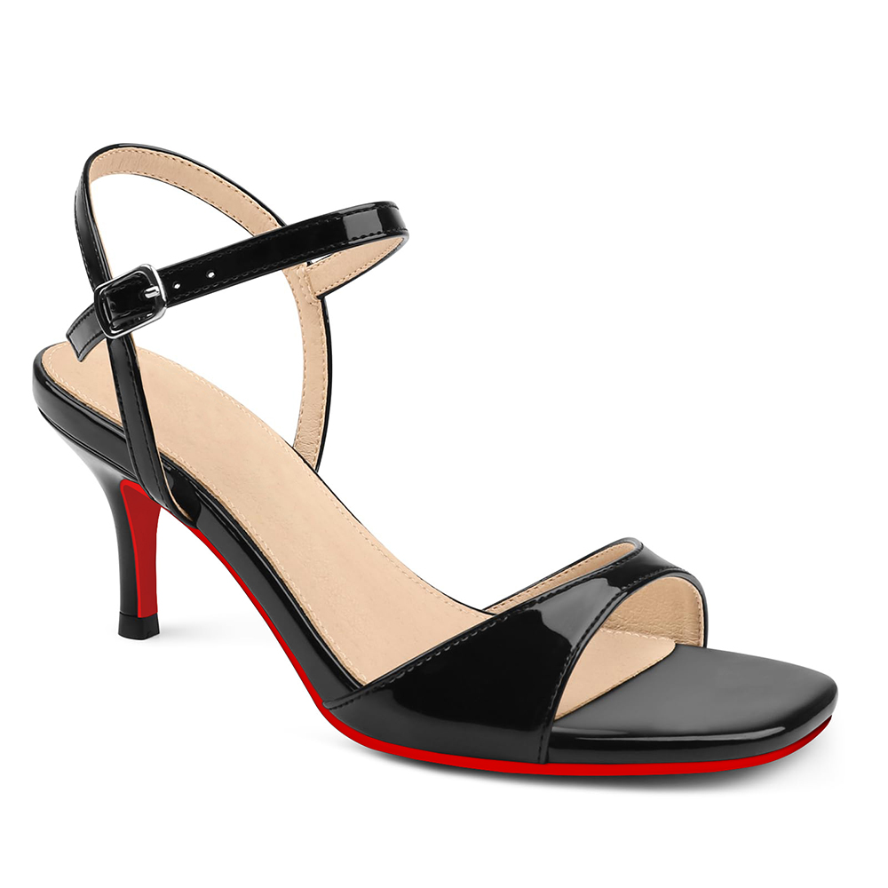 65mm Kitten Heels for Women Open Toe Ankle Strap Low Heel Sandals Red Bottom Summer Shoes Wedding Shoes-MERUMOTE