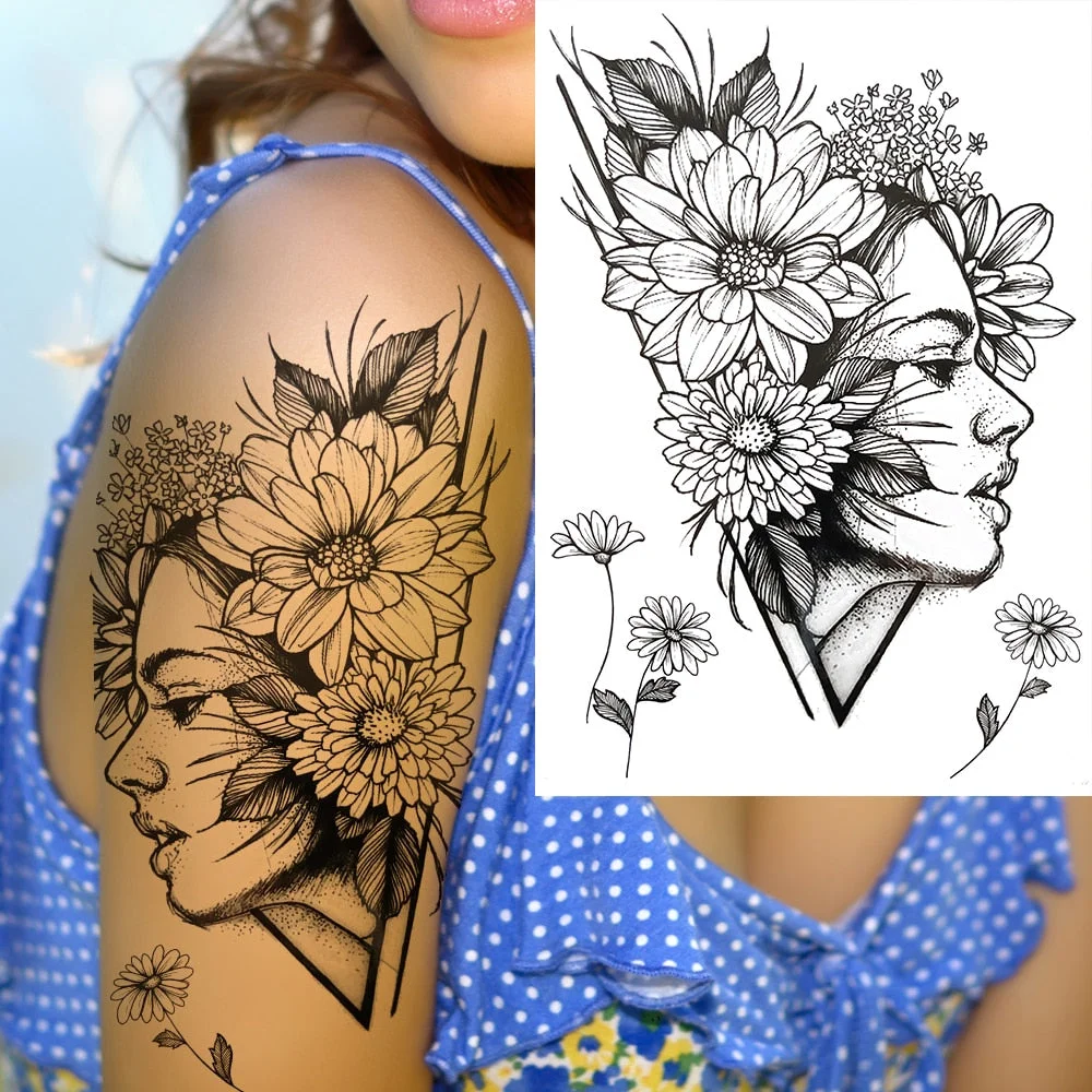 Watercolor Lavender Reed Morning Glory Flower Tattoos Temporary Women Sexy Custom Tattoo Stickers Flash Fake Girls Tato Ankle