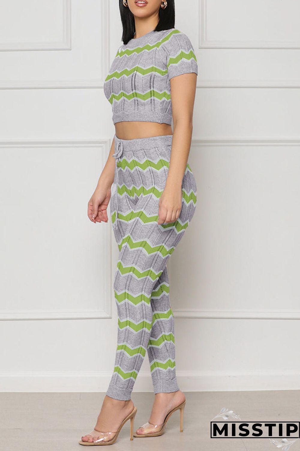 Pink Casual Patchwork O Neck Short Sleeve Two Pieces