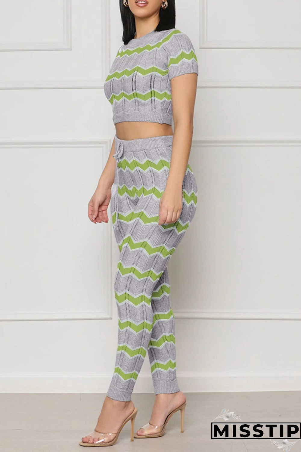 Pink Casual Patchwork O Neck Short Sleeve Two Pieces