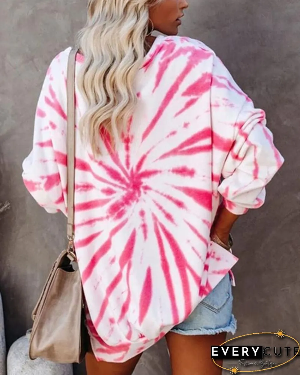 Women Tie Dye Print Long Sleeve Sweatshirt