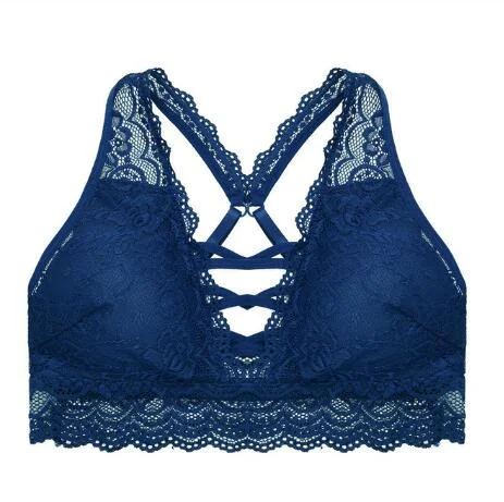 S-XL Lace Bra for Women Sexy Floral Bralette Backless Wireless Front Cross Push Up Bras Female Brassiere Lingerie Underwear Tops