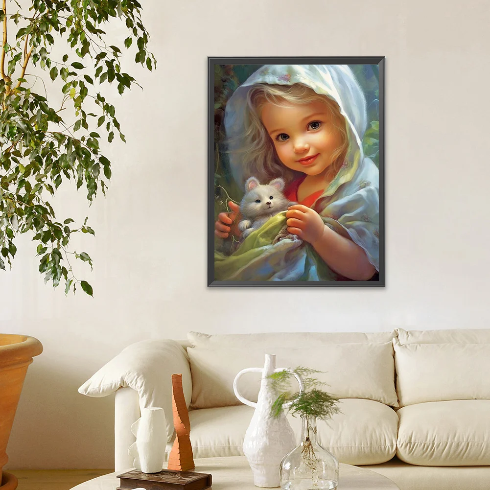 Diamond Painting - Full Round Drill - Curly Hair Big Eyes Girl(Canvas|30*40cm)