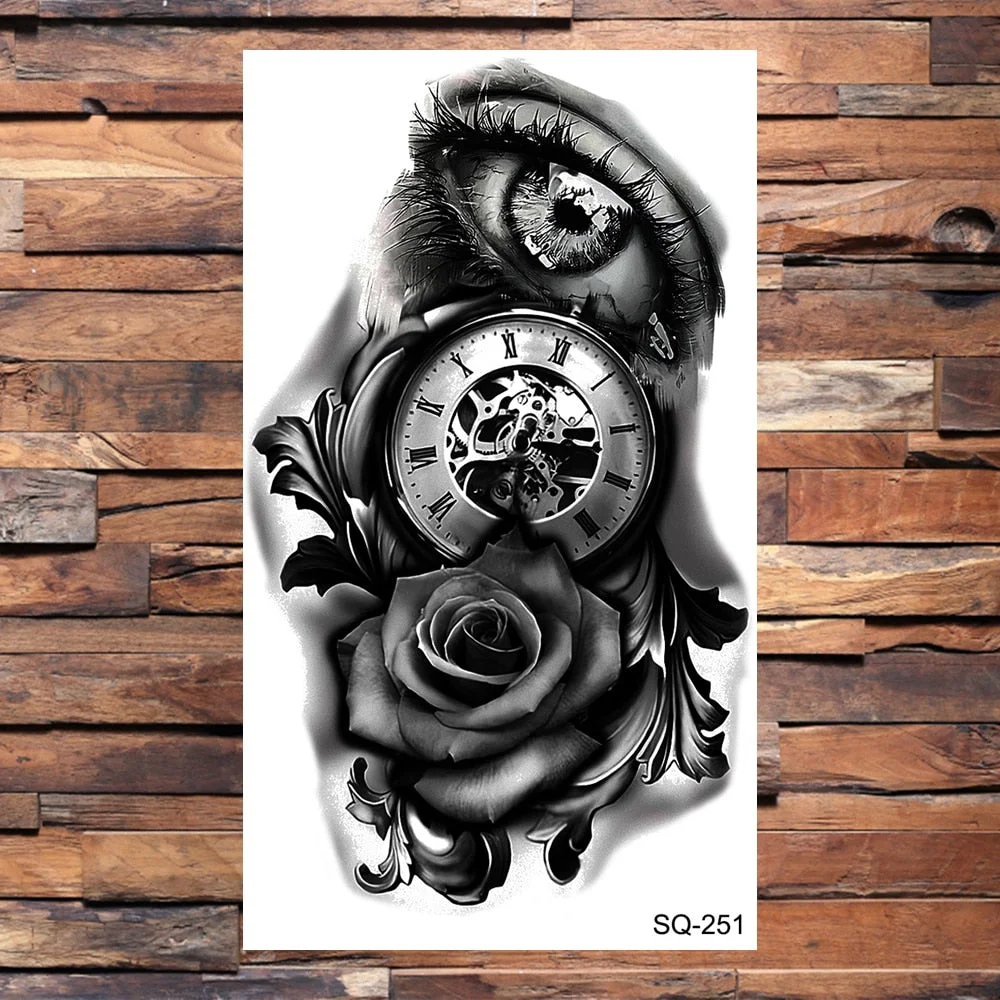 Skull Temporary Tattoos For Adults Men Realistic Tiger Lion Forest Praying Tatoos Vampire Snake Fake Tattoo Sticker Body Leg