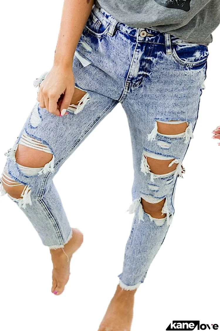 Wash Ripped Slim-fit Jeans