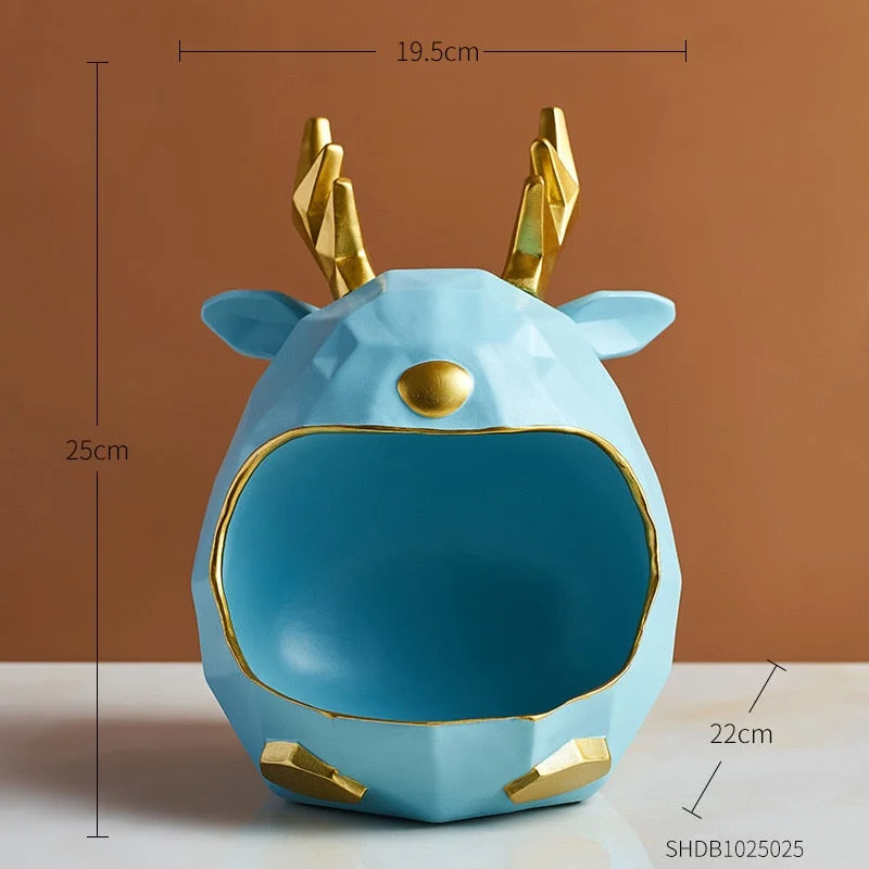 Resin Elk Deer Statue Home Decoration Accessories Artware Sculpture Abstract Decor Jewelry Storage Box Office Desktop Decoration