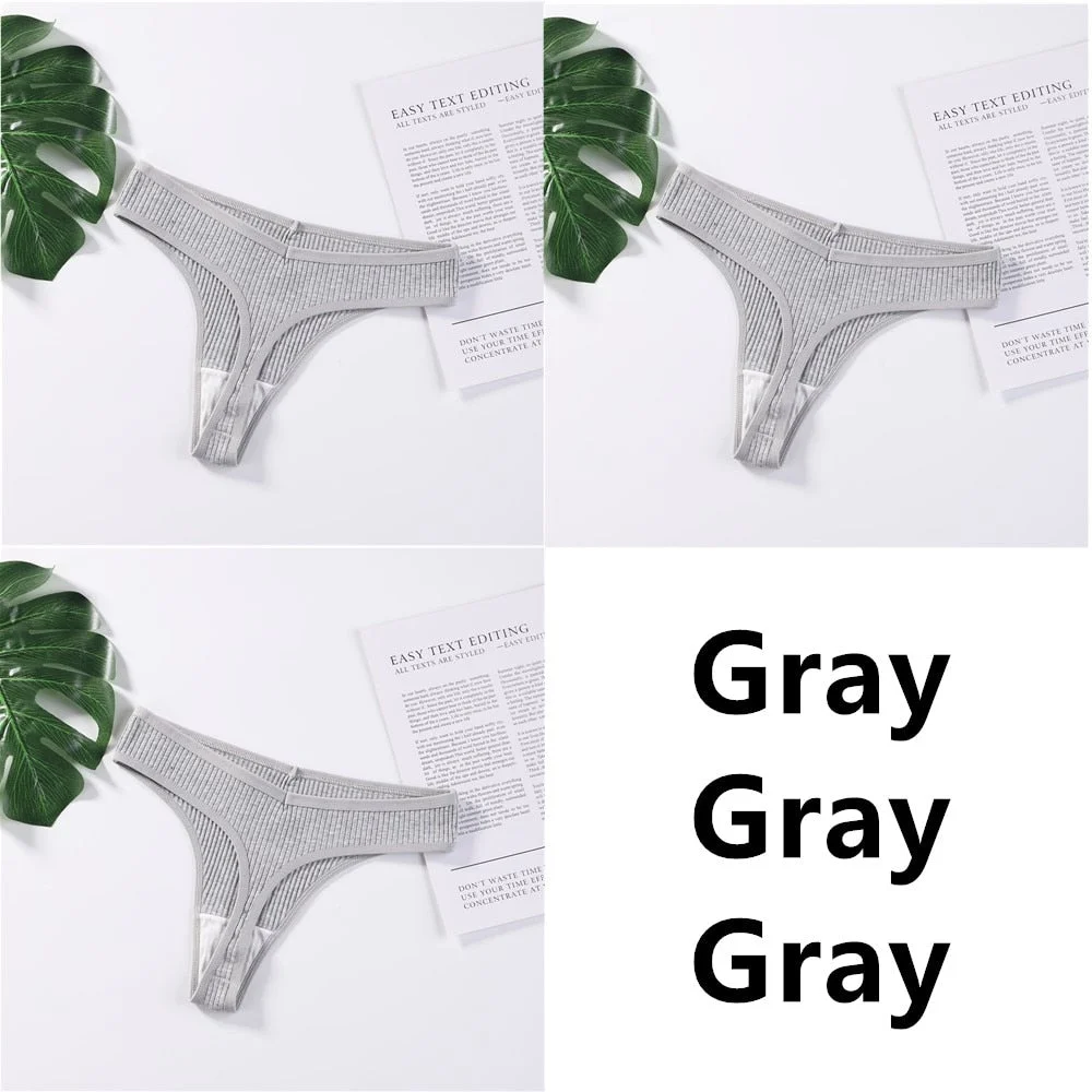 3Pcs/Set Panties G-String Ladies Sexy Panties Ladies Ladies Thong Underwear Low Waist Solid Comfortable Cotton Panties Lingerie
