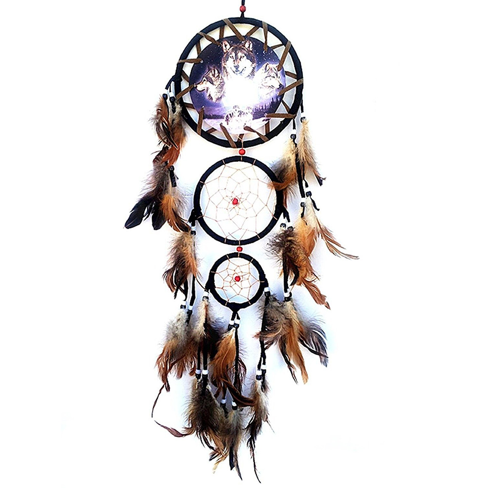 

Wolf Style Handmade Dream Catcher Feathers Wall Hanging Decoration Ornament, 501 Original