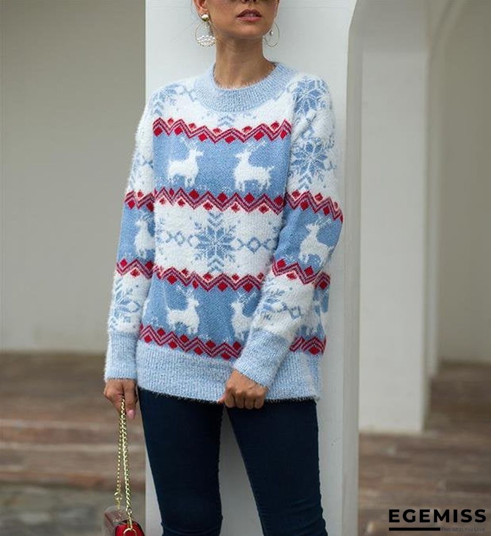 Christmas Elk Snowflake Bottoming Shirt Autumn and Winter Sweater Top Female Tide Long Sleeves | EGEMISS